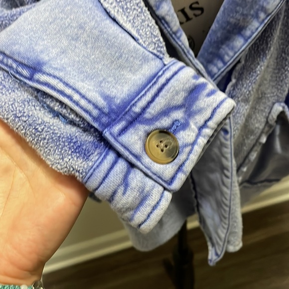 Washed blue cotton jacket - Picture 3 of 9